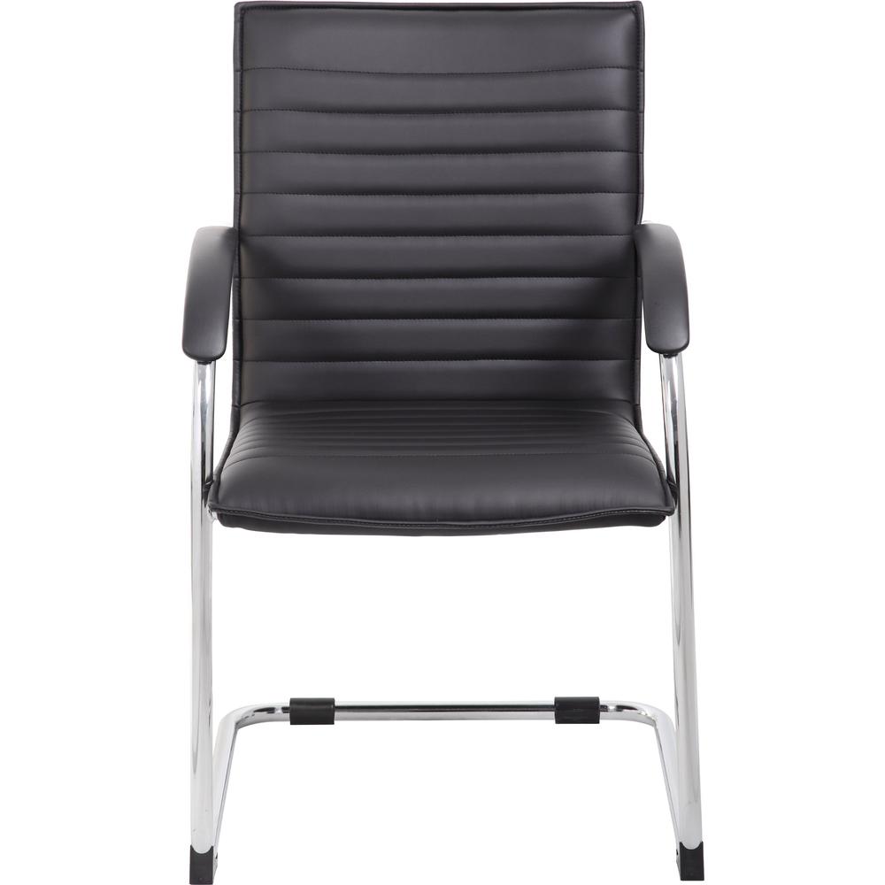 Boss Chrome Frame Vinyl Side Chairs - Black Vinyl Seat - Black Vinyl Back - Chrome Polywood Frame - Mid Back - Cantilever Base - 2 / Pack. Picture 3