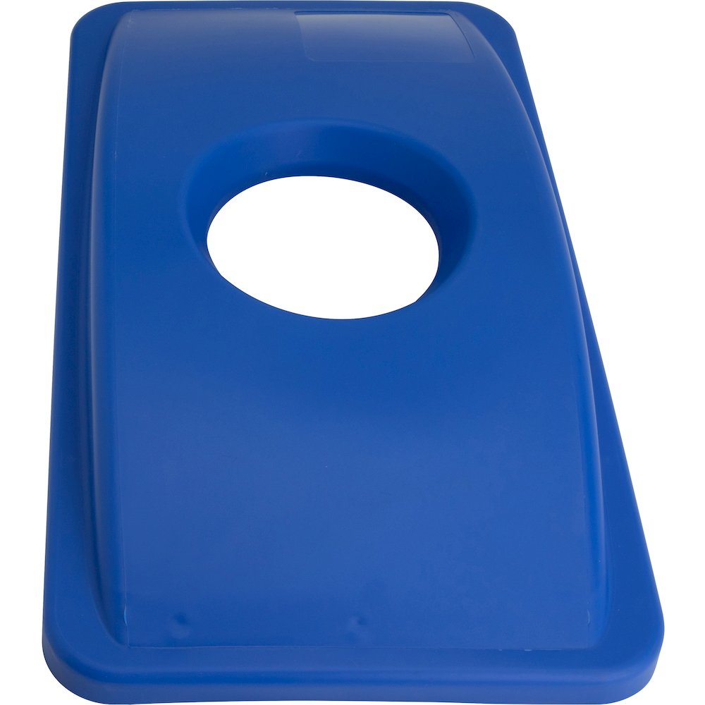 Genuine Joe 23-gallon Recycling Bin Round Cutout Lid - Round - Blue - 4 / Carton. Picture 4
