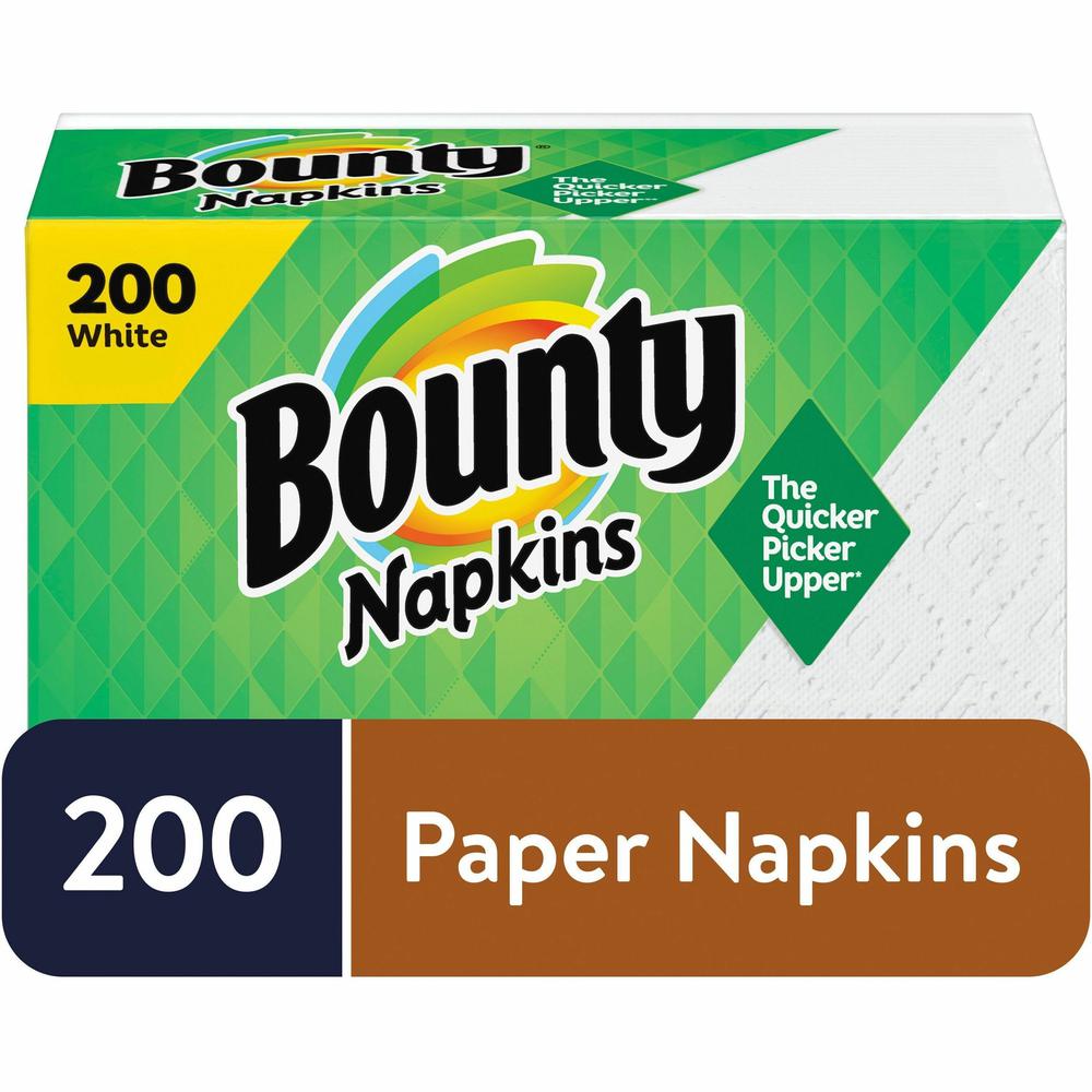 Bounty Quilted Napkins - 1 Ply - 12" Width x 12" Length - Quilted Surface - White - Paper - 200/Pack - 8 / Carton. Picture 2