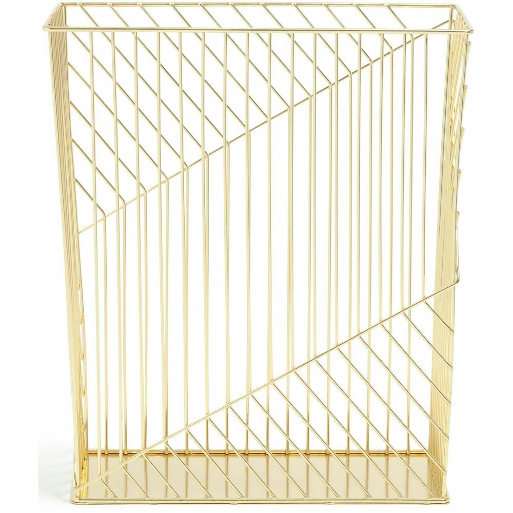U Brands Vena Waste Basket - Sturdy, Lightweight - 6.1" Height x 12.2" Width - Metal Wire - Gold - 1 Each. Picture 3