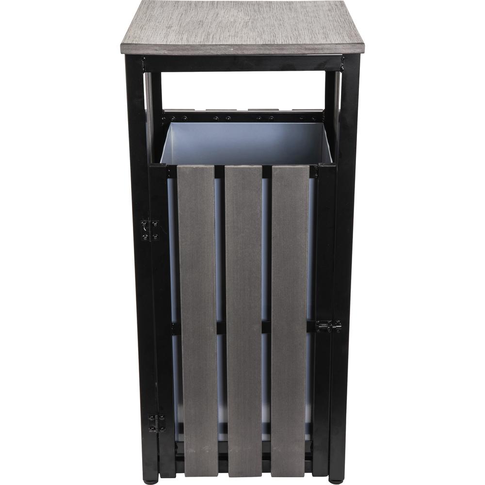 Lorell Faux Wood Outdoor Waste Bin - Rectangular - Weather Resistant - 33.6" Height - Polystyrene - Weathered Charcoal - 1 Each. Picture 8