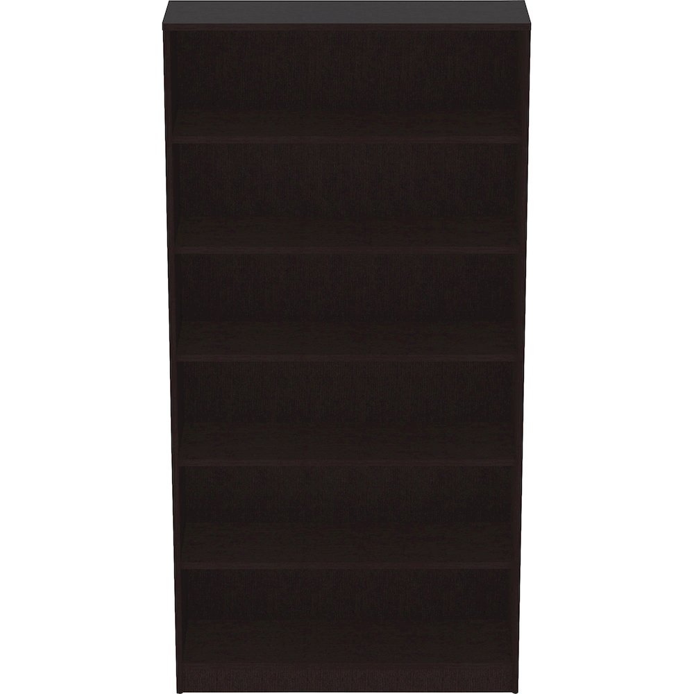 Lorell Laminate Bookcase - 0.7" Thickness Shelf, 72" Height x 36" Width x 12" Depth - 6 Shelve(s) - 5 Adjustable Shelf(ves) - Square Edge - Material: Thermofused Laminate (TFL) - Finish: Espresso - St. Picture 4