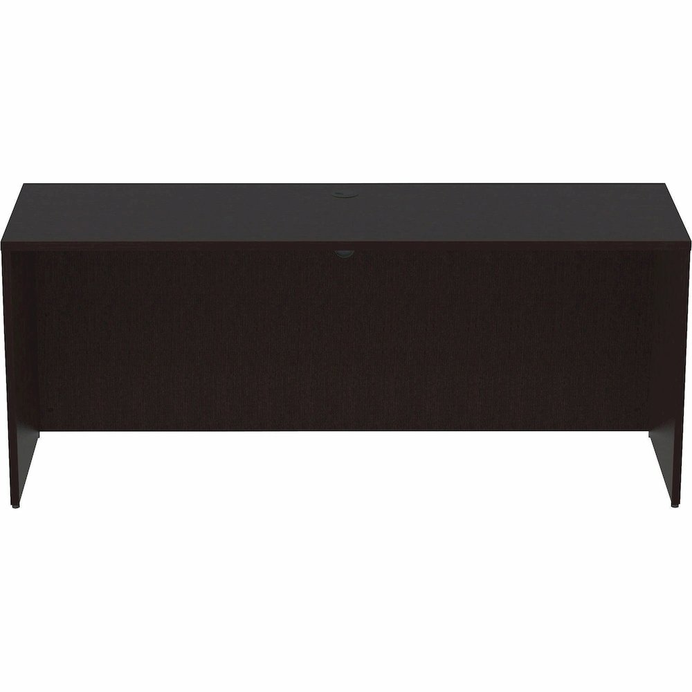 Lorell Essentials Series Credenza Shell - 29.5" Height x 70.9" Width x 23.6" Depth - Finish: Espresso, Silver Brush - Grommet, Adjustable Feet, Durable, Laminated, Cam Lock, Cord Management - 1 Each. Picture 5