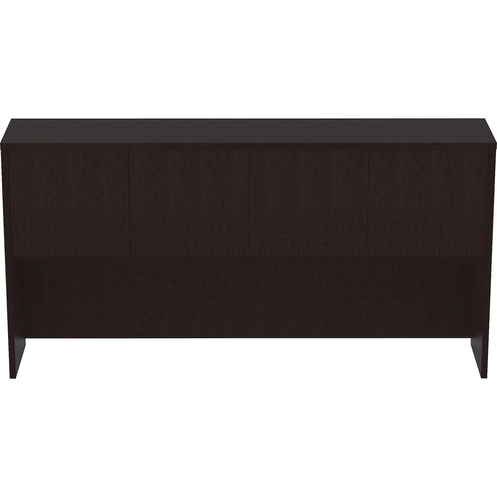 Lorell Essentials Series Stack-on Hutch - 36" Height x 70.9" Width x 14.8" Depth Hutch - 4 Door(s) - Finish: Espresso - Grommet, Durable, Laminated, Cam Lock, Cord Management - 1 Each. Picture 4
