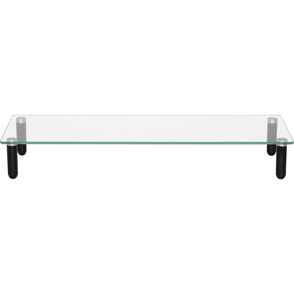 Lorell 4-leg Single-Shelf Monitor Stand - 44 lb Load Capacity - 1 x Shelf(ves) - 3" Height x 22" Width x 8.25" Depth - Desktop - Glass - Clear, Black. Picture 6