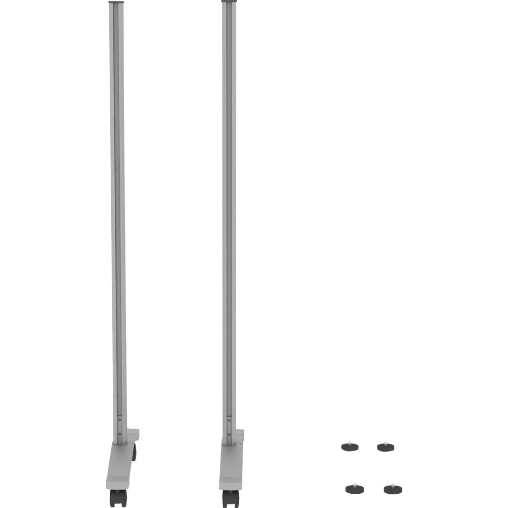 Lorell Adaptable Panel Legs for 50"H Configuration - 18.75" Width x 2" Depth x 48.37" Height - Caster - Aluminum - Silver - 1 Set. Picture 10