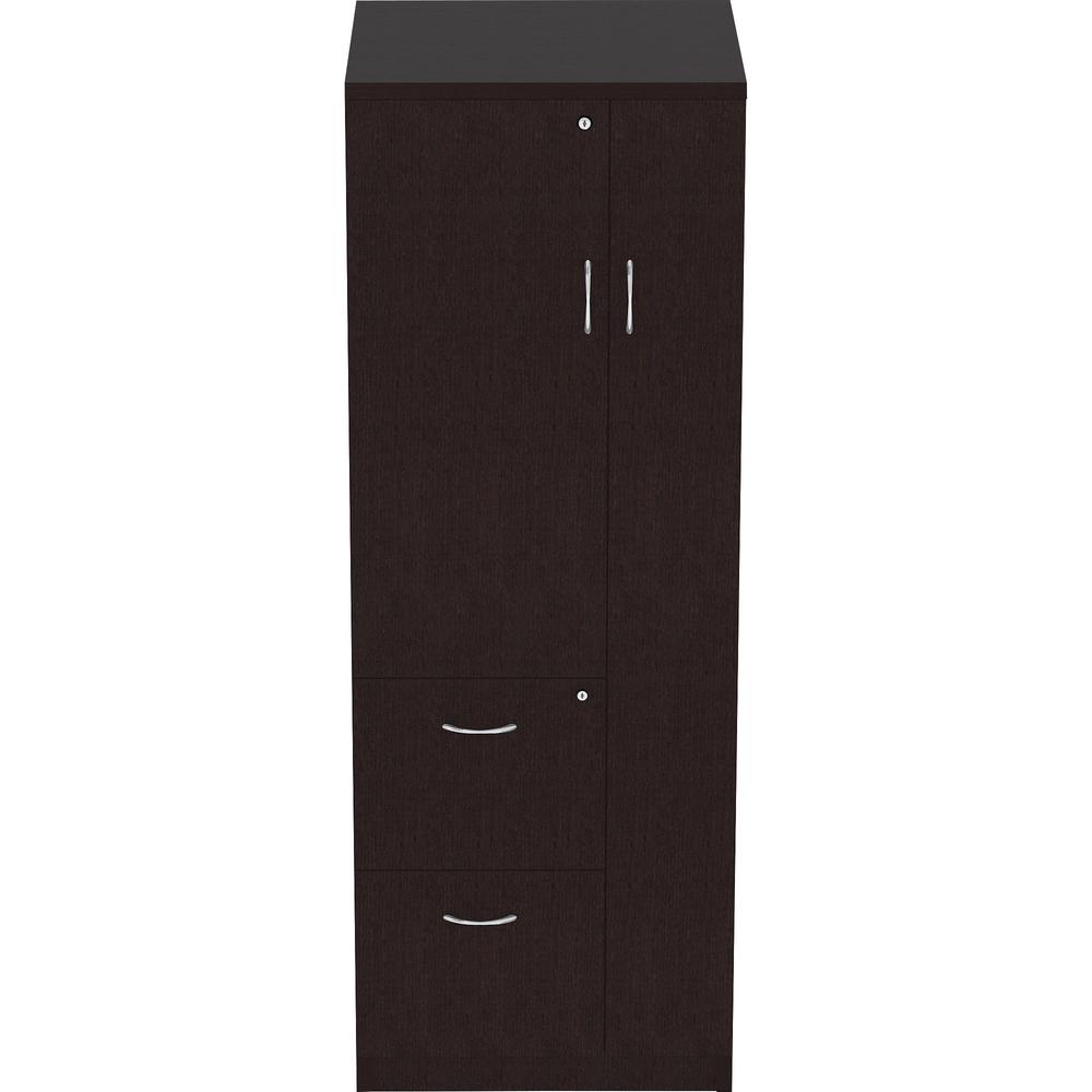 Lorell Essentials Series Tall Storage Cabinet - 65.6" Height x 23.6" Width x 23.6" Depth Cabinet - Total Drawer(s): 2 - 1 Door(s) - 2 Shelve(s) - Material: Laminate, Medium Density Fiberboard (MDF), P. Picture 2