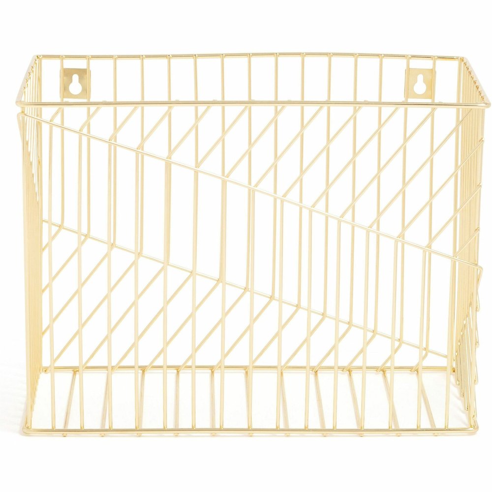 U Brands Vena Hanging File Basket - 6.80" Height x 9.50" Width x 12.40" Length - Desktop - Gold - Metal Wire - 1 Each. Picture 4