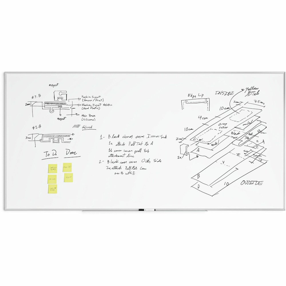 U Brands Magnetic Dry-Erase Board - 96" (8 ft) Width x 48" (4 ft) Height - White Painted Steel Surface - Silver Aluminum Frame - Rectangle - Horizontal/Vertical - Magnetic - 1 Each. Picture 4