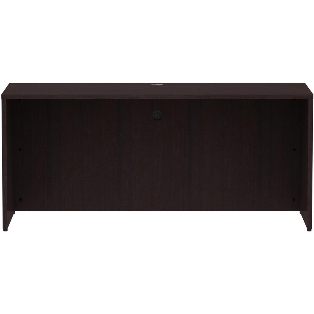 Lorell Essentials Series Credenza Shell - 66" x 24"29.5" Credenza Shell, 1" Top - Finish: Espresso Laminate, Silver Brush. Picture 2