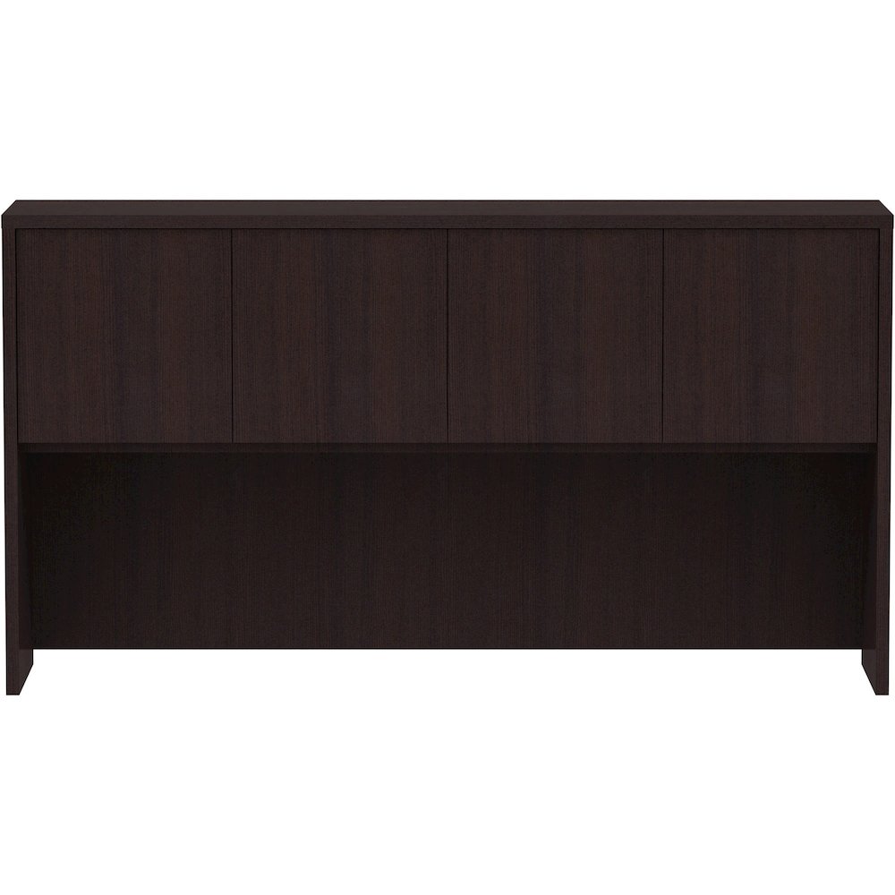 Lorell Essentials Series Stack-on Hutch with Doors - 36" Height x 66" Width x 15" Depth - 4 Door(s) - Finish: Espresso Laminate - 1 Each. Picture 3