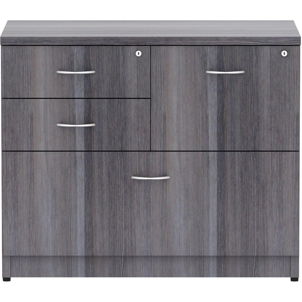 Lorell Essentials Series Box/Box/File Lateral File - 29.5" Height x 35.5" Width x 22" Depth Lateral File, 1" Thickness Top - Total Drawer(s): 4 - Finish: Weathered Charcoal Laminate - 1 Each. Picture 2