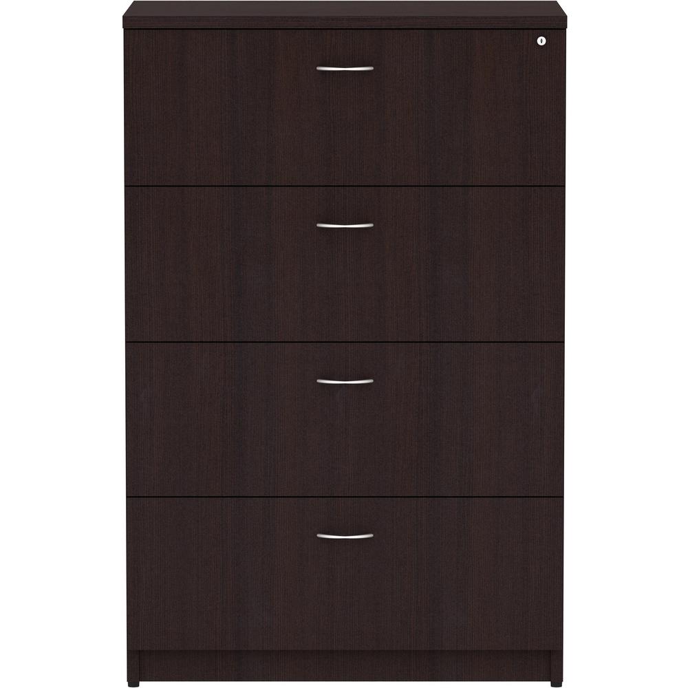 Lorell Essentials Series 4-Drawer Lateral File - 54.8" Height x 35.5" Width x 22" Depth Lateral File, 1" Thickness Top - Total Drawer(s): 4 - Finish: Espresso Laminate - 1 Each. Picture 2
