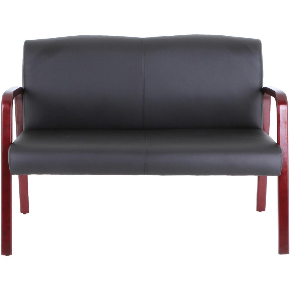 Lorell Upholstered Loveseat - Wood Frame - Black Mahogany - Bonded Leather - Armrest - 1 Each. Picture 3