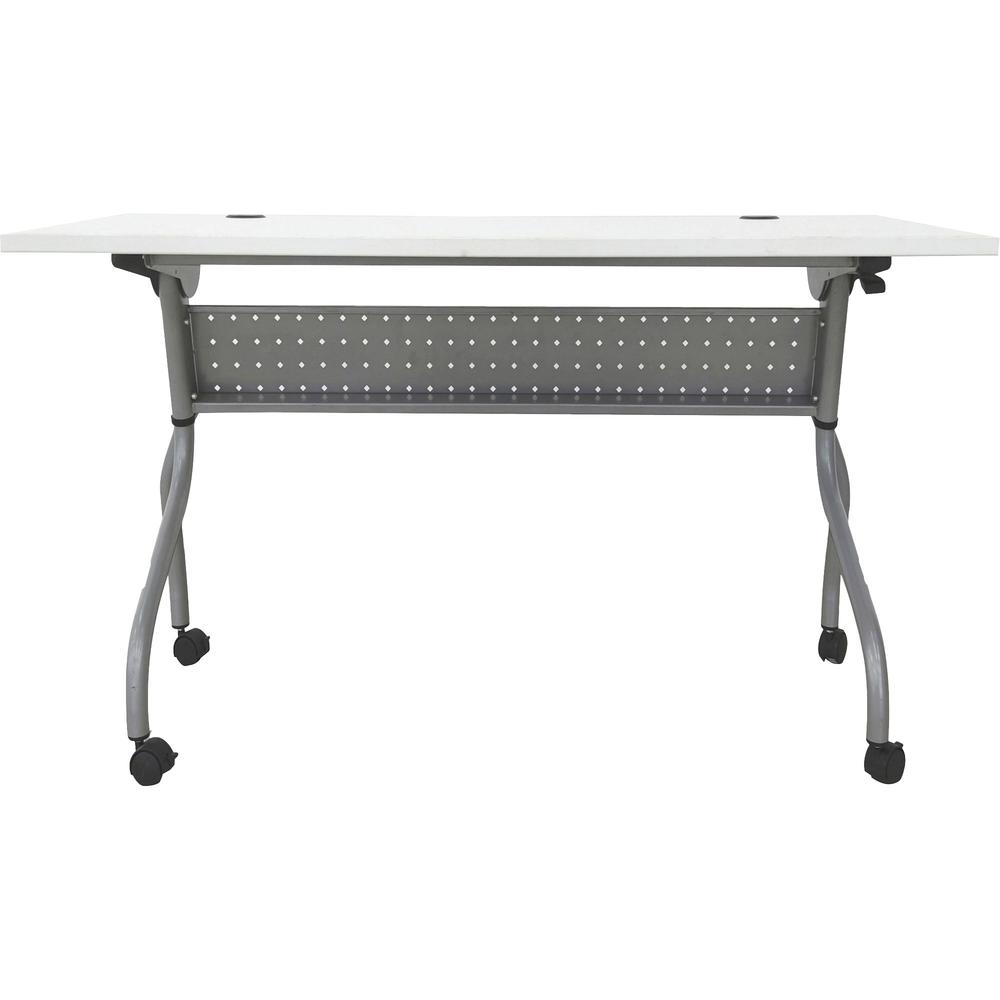 Lorell Flip Top Training Table - White Rectangle Top - Silver Folding Base - 4 Legs - 23.60" Table Top Length x 48" Table Top Width - 29.50" Height - Assembly Required - Melamine Top Material - 1 Each. Picture 4