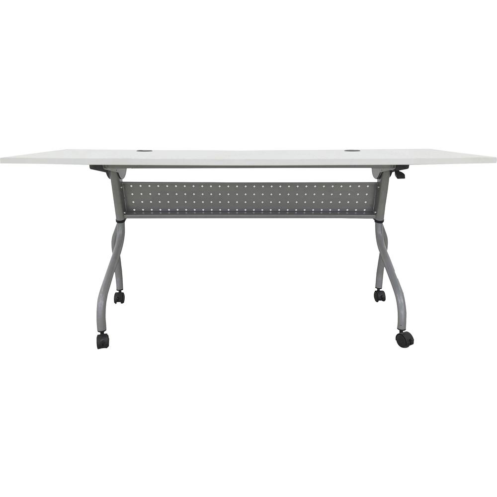 Lorell Flip Top Training Table - White Top - Silver Base - 4 Legs - 23.60" Table Top Length x 72" Table Top Width - 29.50" Height - Assembly Required - Melamine Top Material - 1 Each. Picture 4
