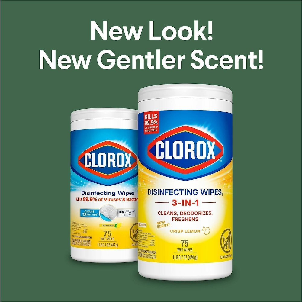 Clorox Disinfecting Cleaning Wipes Value Pack - Bleach-free - For Multi Surface, Multipurpose - Ready-To-Use - Wipe - Crisp Lemon Scent - Recommended For: Grease Remover, Soap Scum Remover, Grime Remo. Picture 3