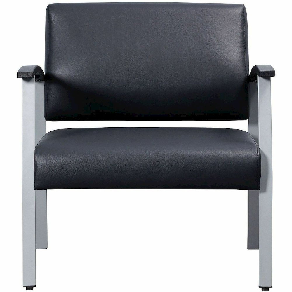 Lorell Healthcare Reception Big & Tall Antimicrobial Guest Chair - Vinyl Seat Material - Vinyl Back Material - Powder Coated Silver Frame Color - Steel Frame Material - Four-legged Base - Black, Silve. Picture 4