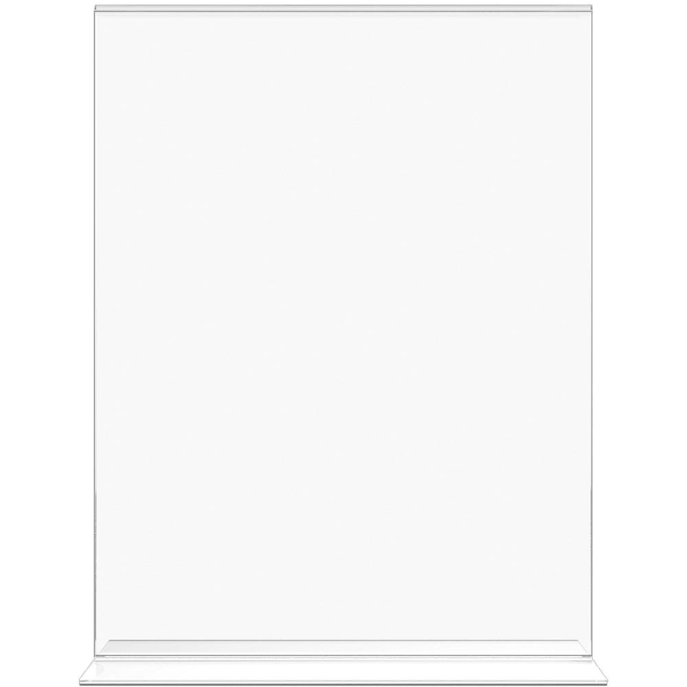 Lorell T-base Standing Sign Holders - Support 8.50" x 11" Media - Acrylic - Clear - 2 / Pack. Picture 5