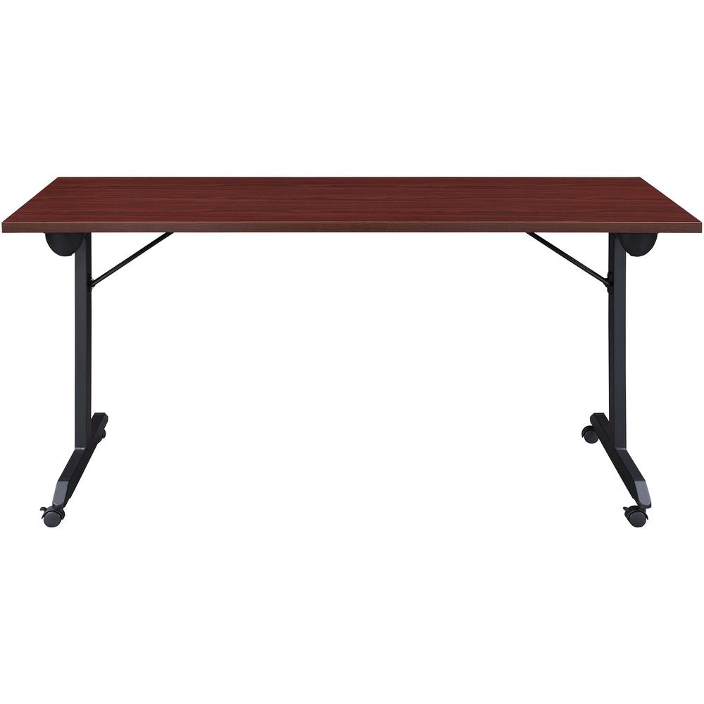 Lorell Mobile Folding Training Table - Rectangle Top - Powder Coated Base - 200 lb Capacity - 63" Table Top Width - 29.50" Height x 63" Width x 29.50" Depth - Assembly Required - Brown - Laminate Top . Picture 6