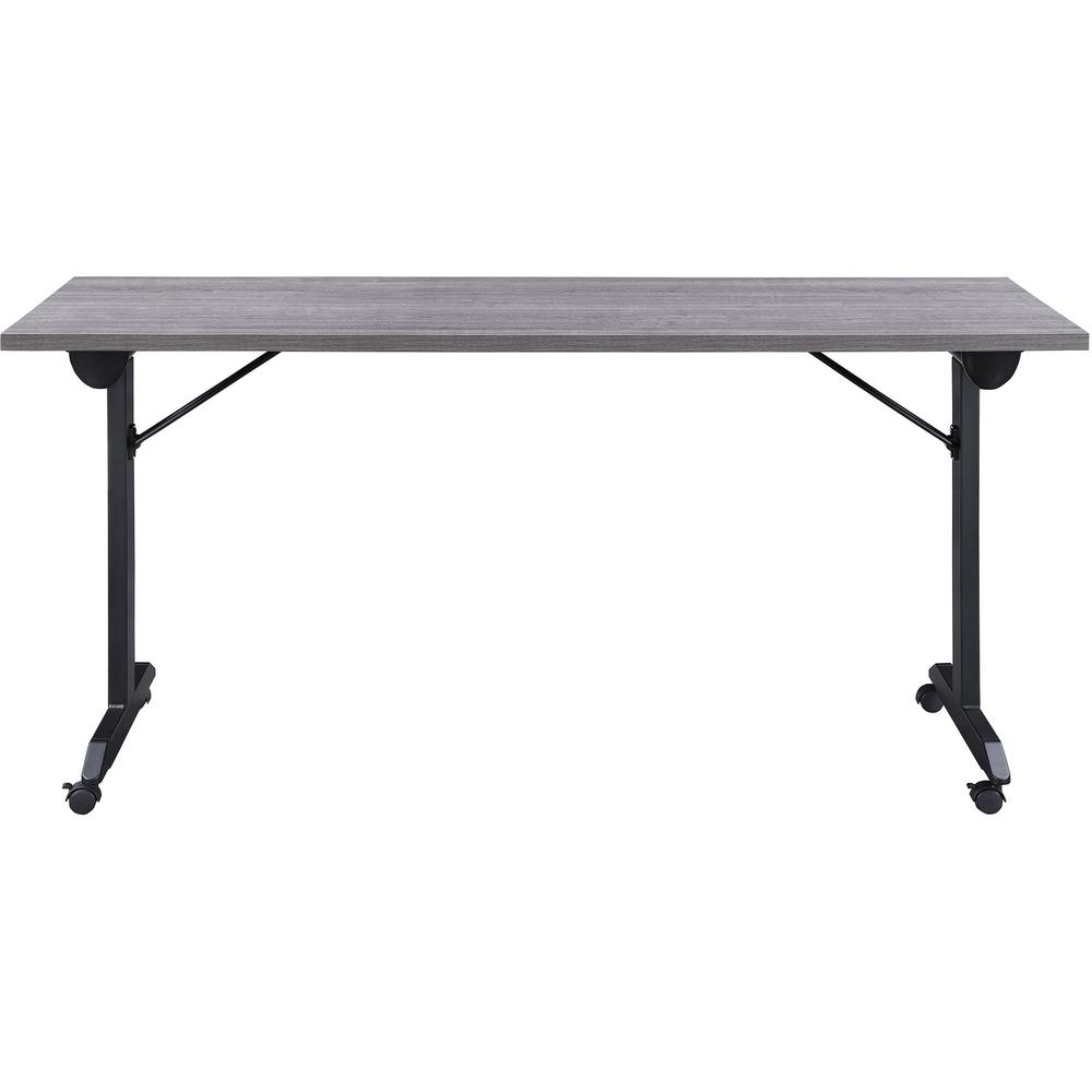 Lorell Mobile Folding Training Table - Rectangle Top - Powder Coated Base - 200 lb Capacity - 63" Table Top Width - 29.50" Height x 63" Width x 29.50" Depth - Assembly Required - Gray - Laminate Top M. Picture 4