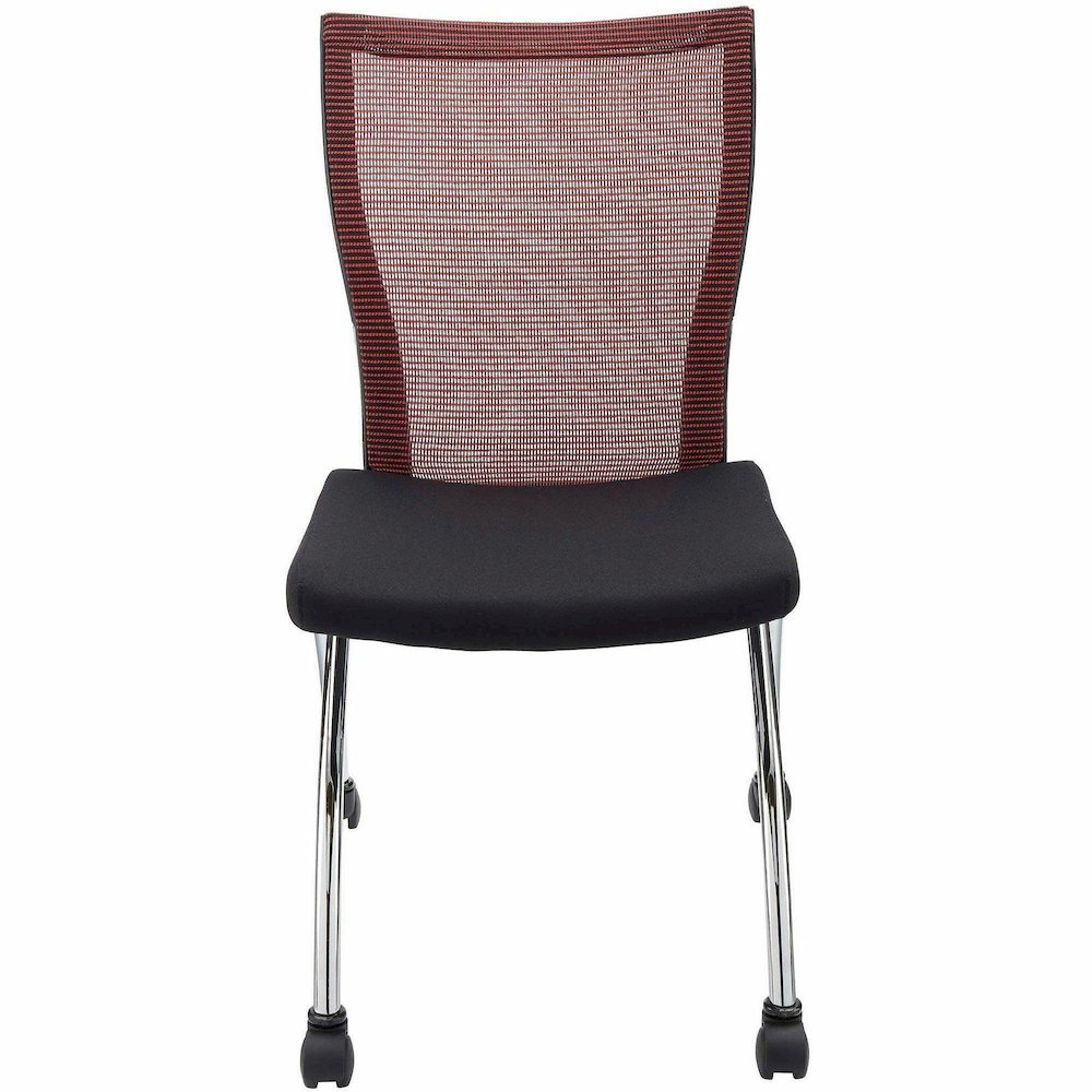 Safco Valore High Back Training Chair - Black Foam Seat - Red Back - Steel, Chrome Frame - High Back - Four-legged Base - 2 / Carton. Picture 5