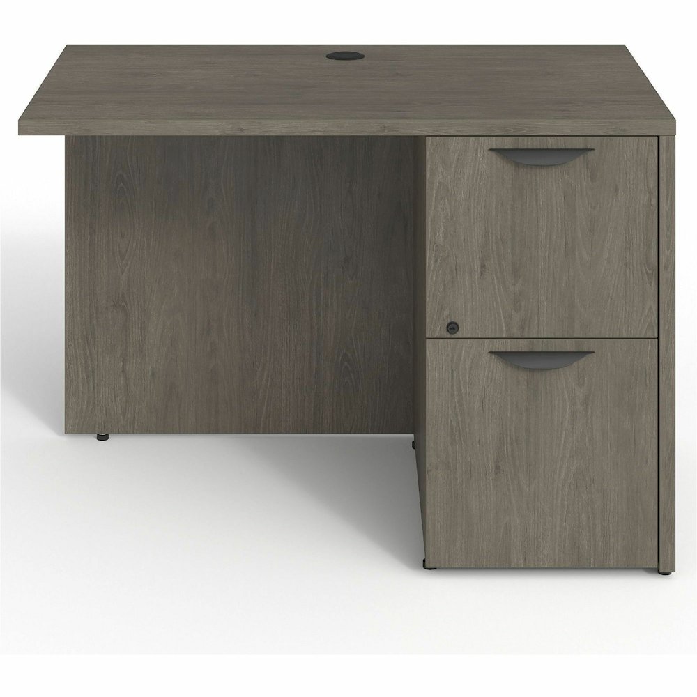 Lorell Prominence 2.0 Right Return - Rectangle - 29" Height x 42" Width x 24" Depth, 1" Thickness Top - Total Drawer(s): 2 - Band Edge - Material: Particleboard - Finish: Gray Elm, Thermofused Melamin. Picture 4