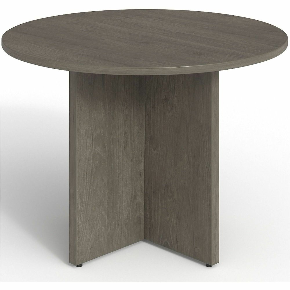 Lorell Prominence 2.0 Round Laminate Conference Table - Round - 29" Height42" Diameter, 1" Thickness Top - Material: Particleboard - Finish: Gray - Durable, Laminated, Mar Resistant, Burn Resistant, I. Picture 4