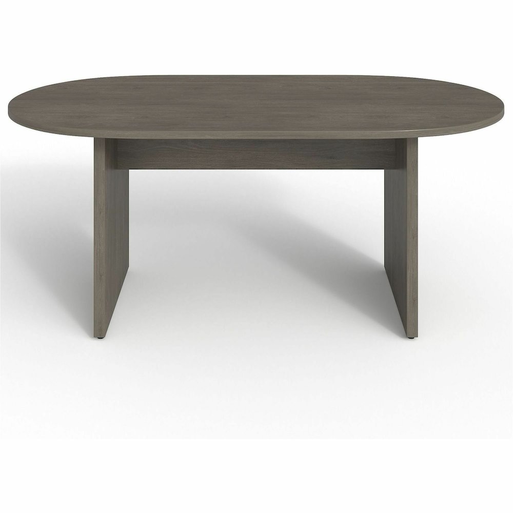 Lorell Prominence 2.0 Racetrack Conference Table - Oval - 29" Height x 72" Width x 36" Depth, 1" Thickness Top - Material: Particleboard - Finish: Gray - Durable, Mar Resistant, Burn Resistant, Impact. Picture 4