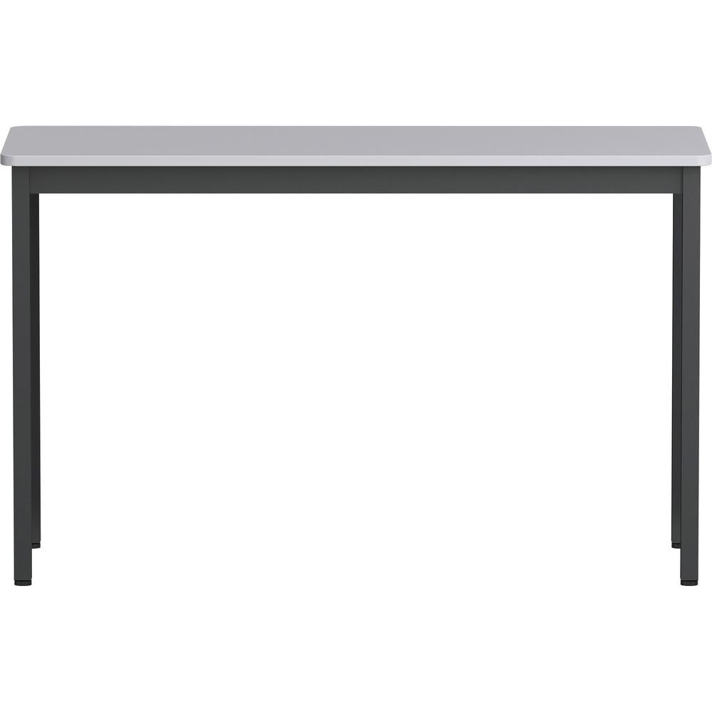 Lorell Utility Table - Gray Rectangle, Laminated Top - Powder Coated Black Base - 500 lb Capacity - 47.25" Table Top Width x 18.13" Table Top Depth - 30" Height - Assembly Required - Melamine Top Mate. Picture 4