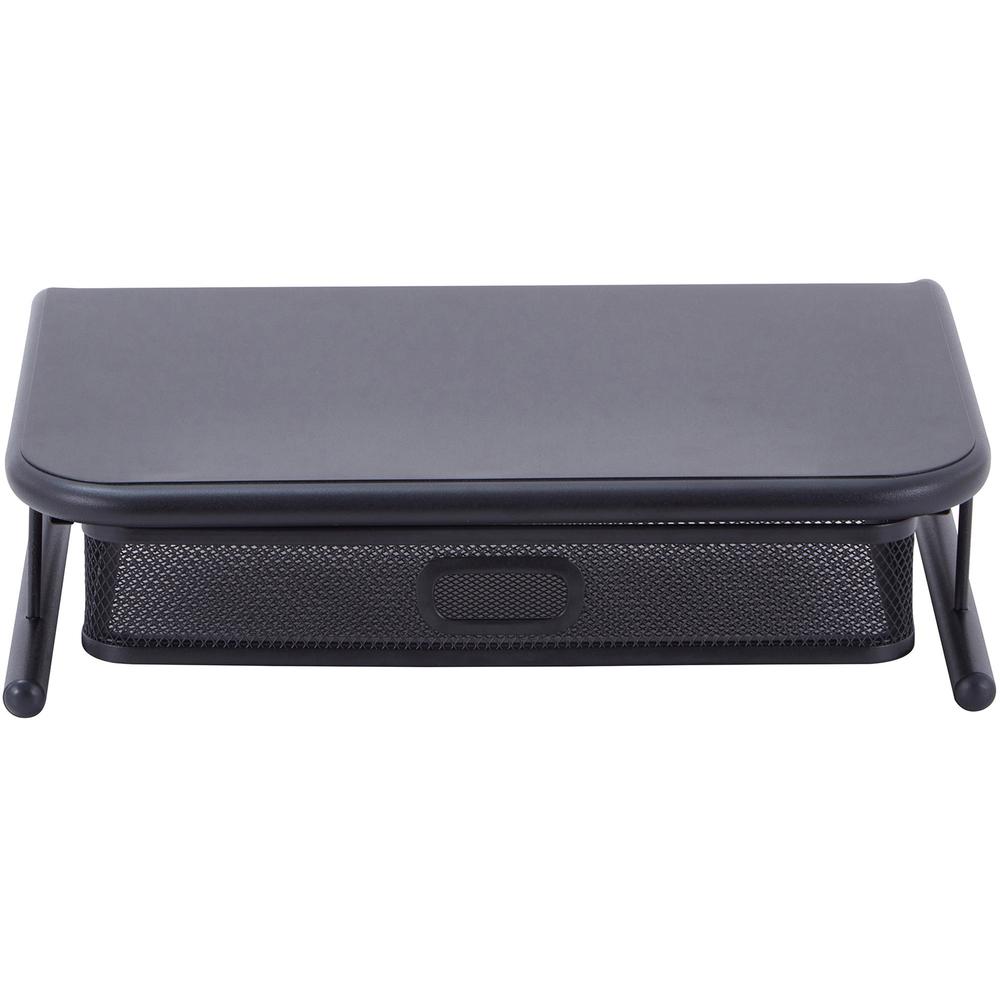 Lorell Mesh Wire Monitor Stand - Desktop - Powder Coated - Steel - Black. Picture 3