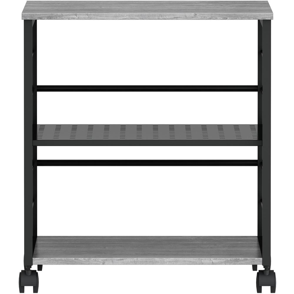 Lorell Deskside Mobile Machine Stand - 200 lb Load Capacity - 26.50" Height x 23.60" Width x 19.60" Depth - Desk - Powder Coated - Metal, Laminate, Polyvinyl Chloride (PVC) - Charcoal, Black. Picture 16