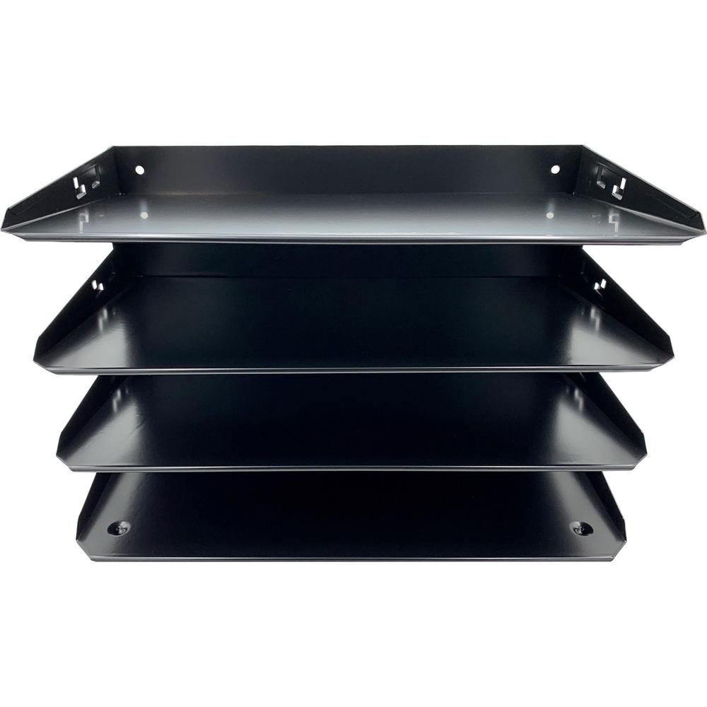 Huron Horizontal Slots Desk Organizer - 4 Compartment(s) - Horizontal - 15" Height x 9.25" Width x 8.60" Depth - Durable - Black - Steel - 1 Each. Picture 5