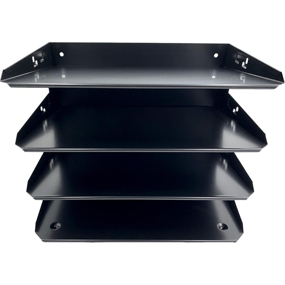 Huron Horizontal Slots Desk Organizer - 4 Compartment(s) - Horizontal - 9" Height x 12" Width x 8.66" Depth - Durable - Black - Steel - 1 Each. Picture 6