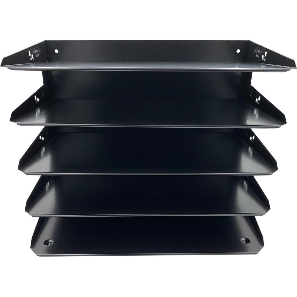 Huron Horizontal Slots Desk Organizer - 5 Compartment(s) - Horizontal - 15" Height x 15" Width x 8.75" Depth - Durable, Label Holder - Black - Steel - 1 Each. Picture 5