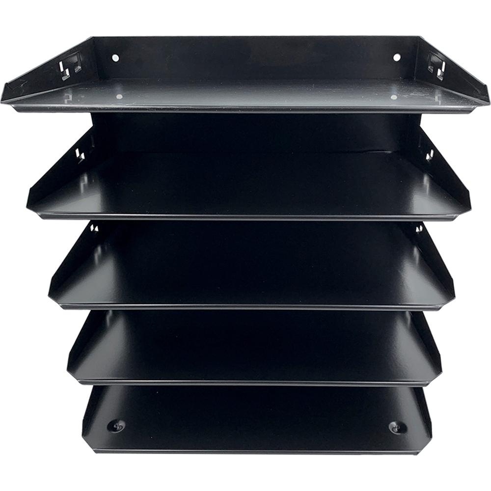 Huron Horizontal Slots Desk Organizer - 5 Compartment(s) - Horizontal - 12" Height x 8.75" Width x 12" Depth - Durable - Black - Steel - 1 Each. Picture 3