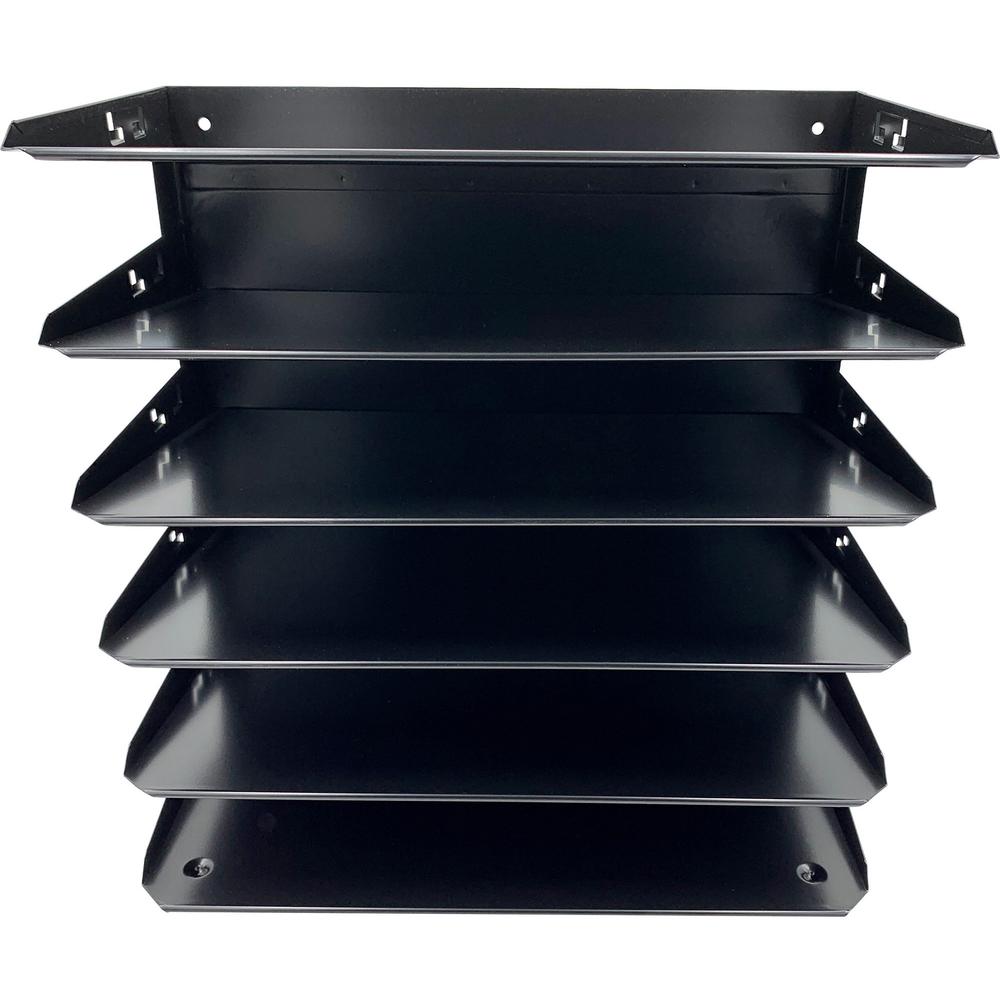 Huron Horizontal Slots Desk Organizer - 6 Compartment(s) - Horizontal - 15" Height x 15" Width x 8.66" Depth - Durable, Label Holder - Black - Steel - 1 Each. Picture 2