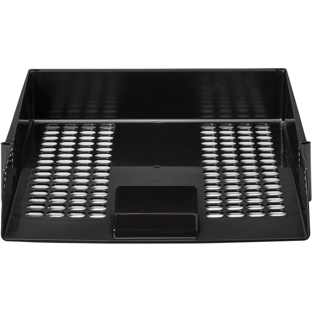 Deflecto AntiMicrobial Industrial Front-Load Tray - 2.40" Height x 10.83" Width x 13.78" Depth - Desktop - Antimicrobial, Lightweight, Mildew Resistant, Front Loading - Black - Polystyrene - 1 Each. Picture 3