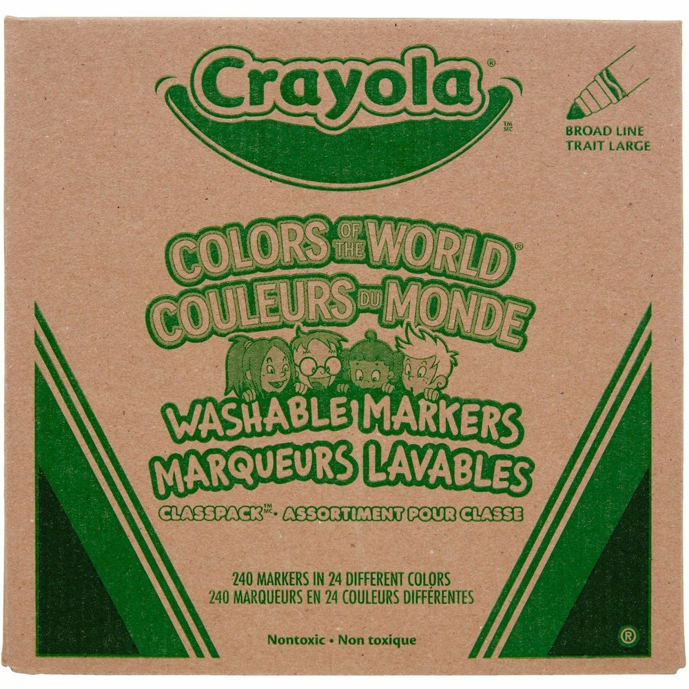 Crayola Multicultural Colors Washable Markers - Washable - Assorted, Almond, Gold, Rose Ink - 240 / Box. Picture 4