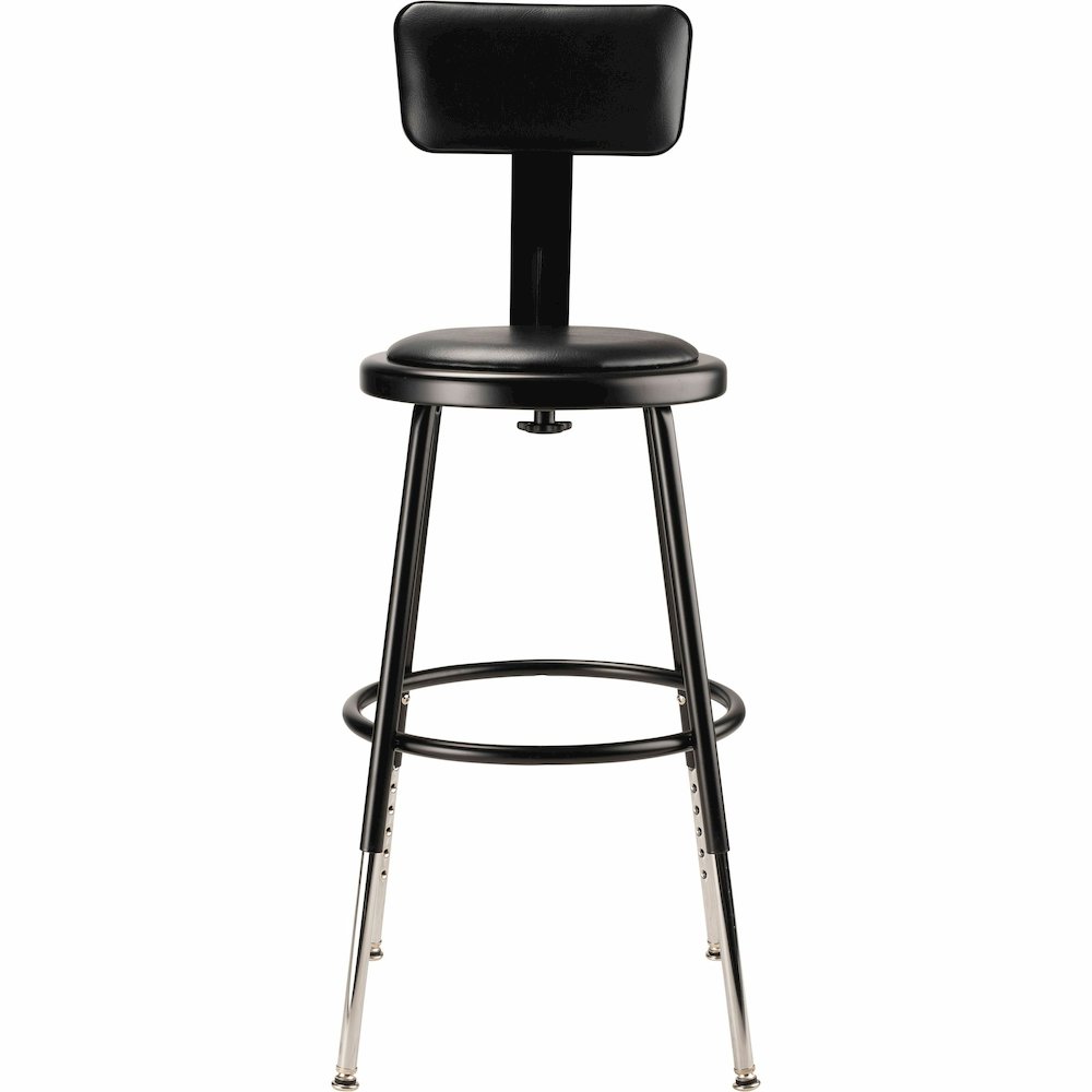 National Public Seating 6400 Series Heavy-Duty Padded Stools - Black Seat Color - Vinyl, Medium Density Fiber (MDF) Seat Material - Black Frame Color - Steel Frame Material - Four-legged Base - Black . Picture 5