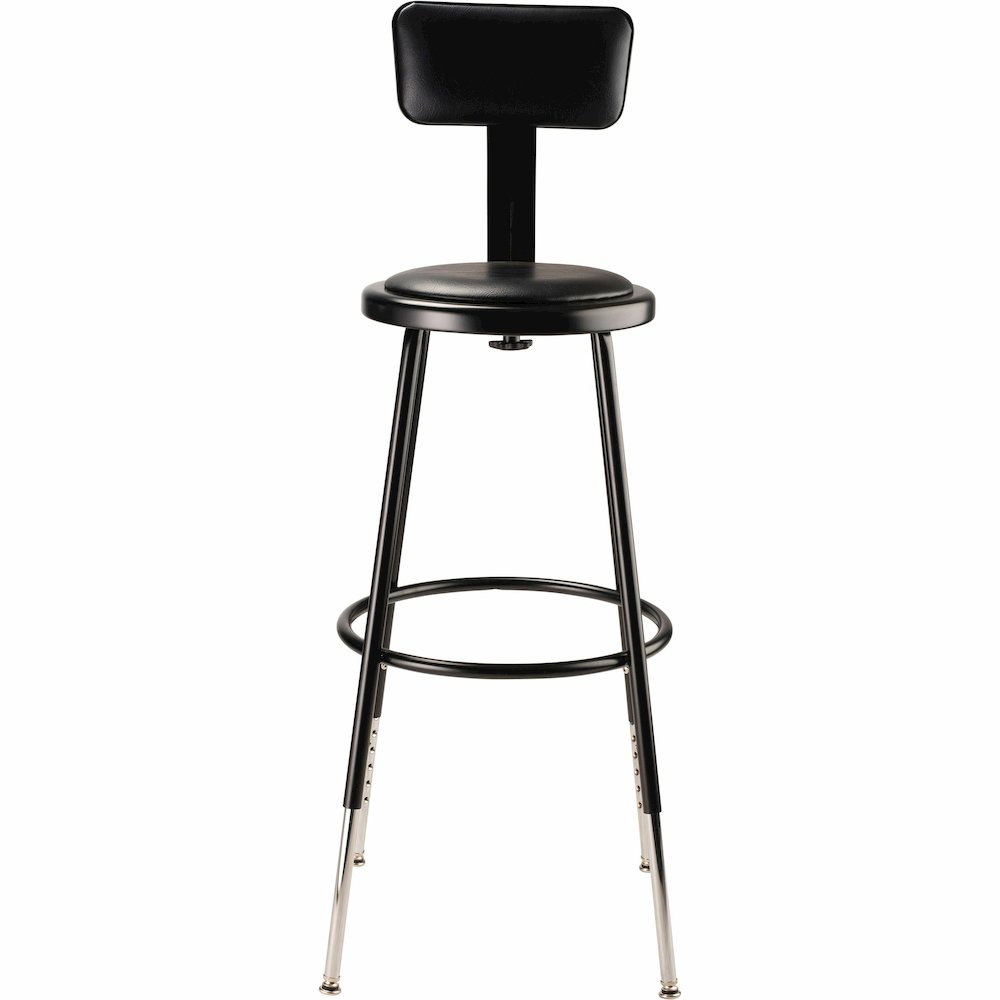 National Public Seating 6400 Series Heavy-Duty Padded Stools - Black Seat Color - Vinyl, Medium Density Fiber (MDF) Seat Material - Black Frame Color - Steel Frame Material - Four-legged Base - Black . Picture 3