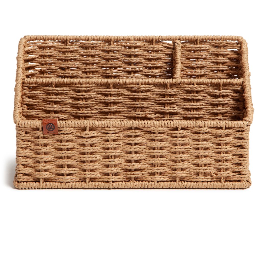 U Brands Woven All-in-1 Desk Organizer - 3 Compartment(s) - 5.70" Height x 10.20" Width x 4.90" Depth - Sturdy - Brown - 1 Each. Picture 4