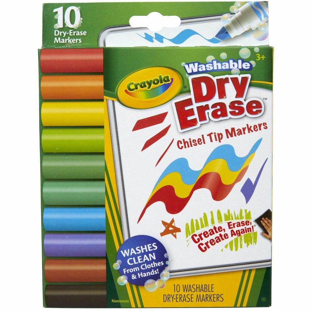 Crayola Washable Dura-Wedge Tip Dry-Erase Markers - Erasable - Washable - 10 / Pack. Picture 4