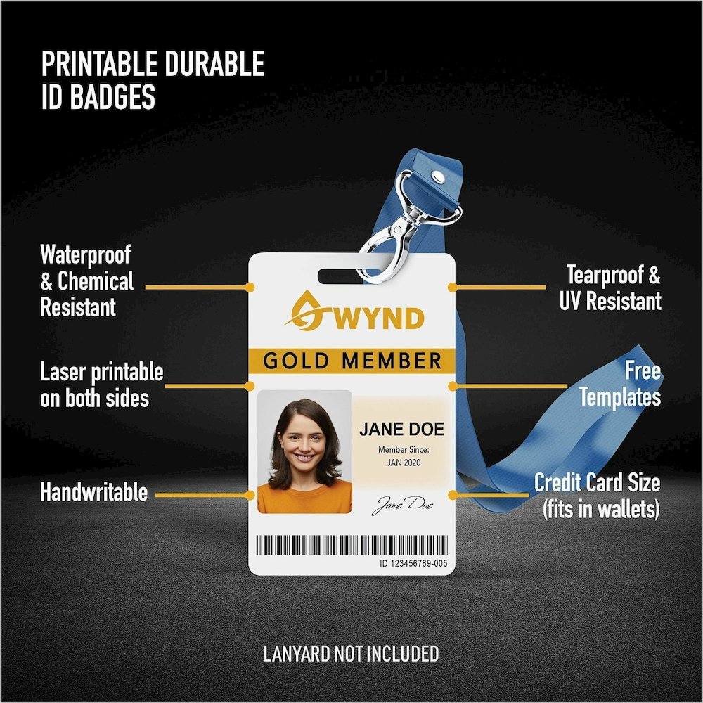 Avery&reg; Name Badge - Print/Message - "Vertical, Portrait - 2.1" Width x 3.4" Height - Rectangular Shape - Double Sided - Durable, Hand Writable, Printable, Water Resistant, Chemical Resistant, Abra. Picture 3