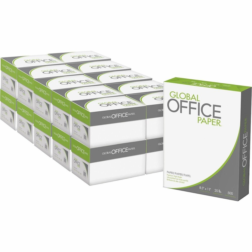 Global Office Premium Multipurpose Paper - White - 96 Brightness - Letter - 8 1/2" x 11" - 20 lb Basis Weight - White - 500 Sheets per Ream - 40 / Pallet. Picture 4