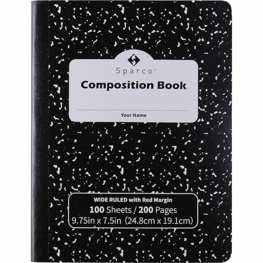 Sparco Composition Notebook - 100 Sheets - Letter - Black Cover - 12 / Pack. Picture 3