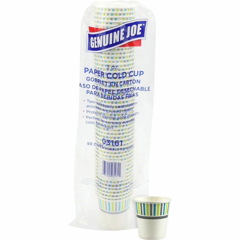 Genuine Joe 3 oz Cold Cups - 50 / Pack - 20 / Carton - White - Paper - Cold, Beverage. Picture 4