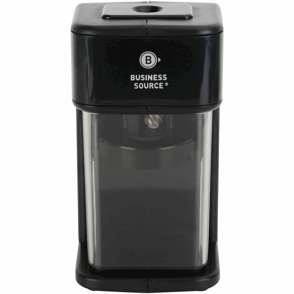 Business Source Electric Pencil Sharpener - Helical - AC Adapter, DC Adapter Powered - Black - 1 Each. Picture 3