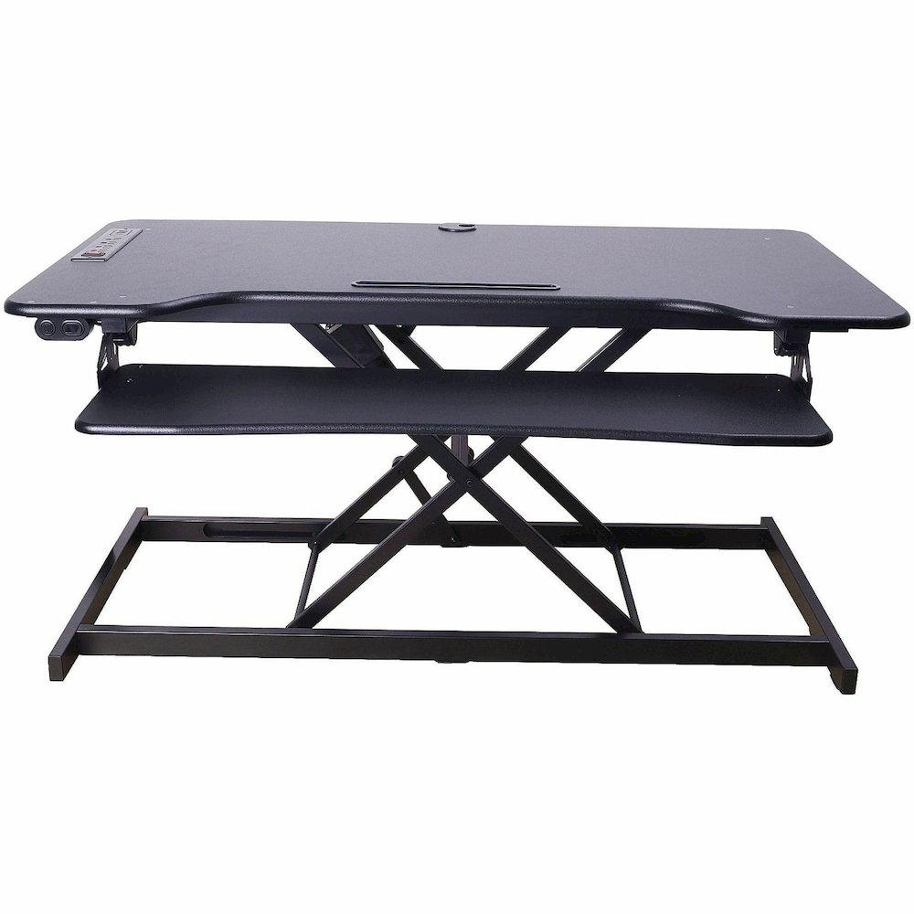 Rocelco Electric Desk Riser - 40 lb Load Capacity - 46" Width - Desk - Black - For Tablet, Smartphone - Lift Mechanism, Electric Lift, Grommet, Keyboard Tray, Built-in USB Port, Electrical Outlet. Picture 3