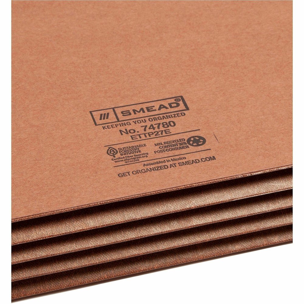 Smead TUFF Straight Tab Cut Legal Yes File Pocket - 8 1/2" x 14" - 3 1/2" Expansion - 16.5 pt. - 2 Plys - Redrope - Rip Resistant, Tear Resistant, Reinforced Tab, Heavyweight Cover - 30% Recycled - 10. Picture 3